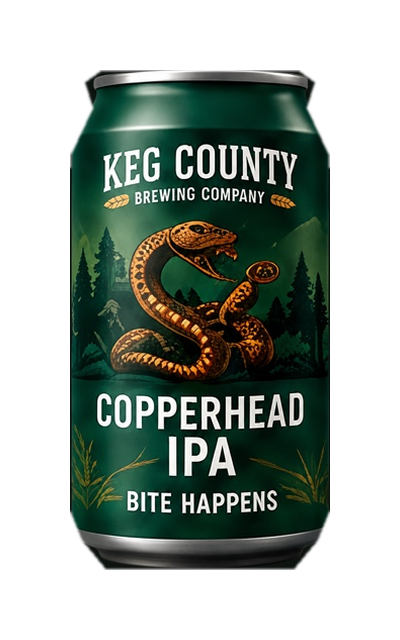 Copperhead IPA can with copperhead snake artwork