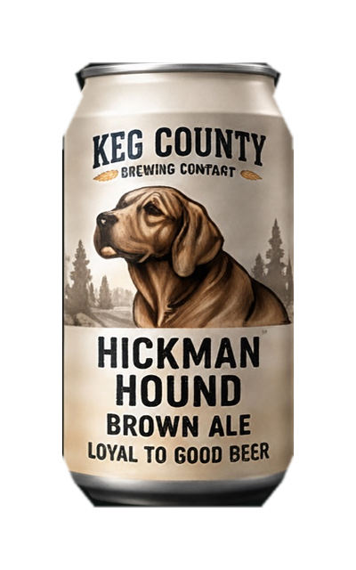 Hickman Hound Brown Ale can with hound artwork